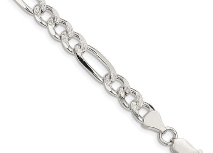 Sterling Silver Pav Flat Figaro Chain (Style QFF200-8)