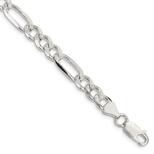 Sterling Silver Pav Flat Figaro Chain (Style QFF200-8)