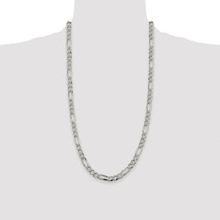 Sterling Silver Rhodium-plated Pave Flat Figaro Chain (Style QFF200R-28)