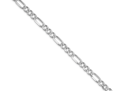 Sterling Silver Rhodium-plated Pav Flat Figaro Chain, 8 x 7.25mm