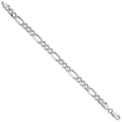 Sterling Silver Rhodium-plated Pavé Flat Figaro Chain, 8 x 7.25mm