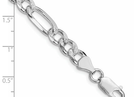 Sterling Silver Rhodium-plated Pav Flat Figaro Chain, 8 x 7.25mm