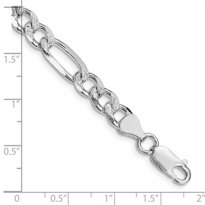 Sterling Silver Rhodium-plated Pavé Flat Figaro Chain, 8 x 7.25mm