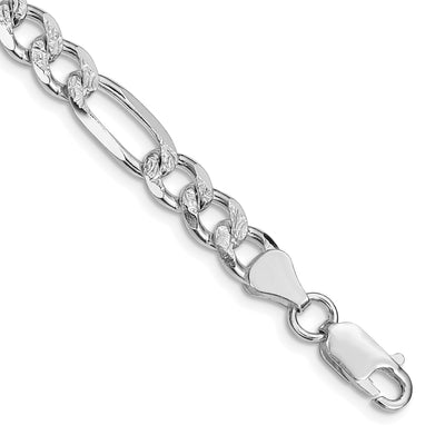 Sterling Silver Rhodium-plated Pavé Flat Figaro Chain, 8 x 7.25mm