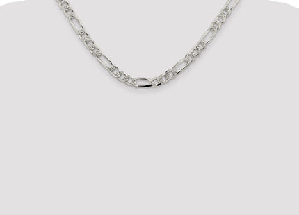 Sterling Silver Pav Flat Figaro Chain (Style QFF220-18)