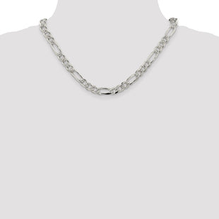 Sterling Silver Pav Flat Figaro Chain (Style QFF220-18)