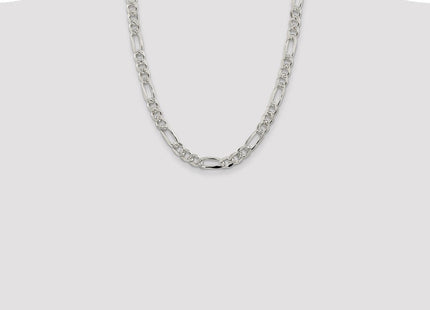 Sterling Silver Pav Flat Figaro Chain (Style QFF220-22)