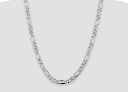 Sterling Silver Pav Flat Figaro Chain (Style QFF220-24)