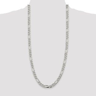 Sterling Silver Pav Flat Figaro Chain (Style QFF220-30)