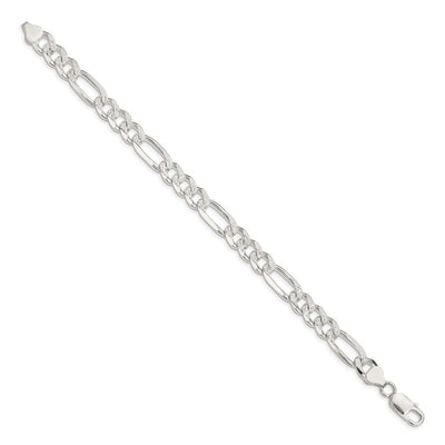 Sterling Silver Pavé Flat Figaro Chain, 8 x 8mm