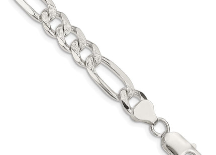 Sterling Silver Pav Flat Figaro Chain (Style QFF220-8)