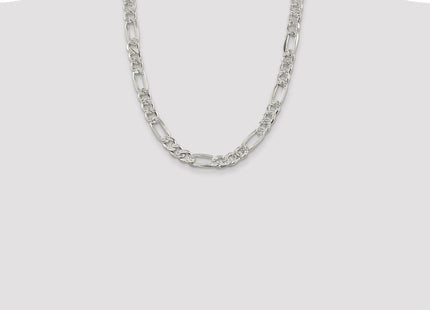 Sterling Silver Pav Flat Figaro Chain (Style QFF250-22)