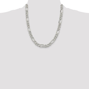 Sterling Silver Pav Flat Figaro Chain (Style QFF250-22)