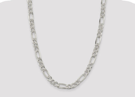 Sterling Silver Pav Flat Figaro Chain (Style QFF250-24)