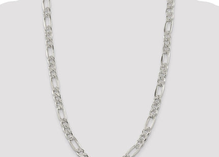 Sterling Silver Pav Flat Figaro Chain