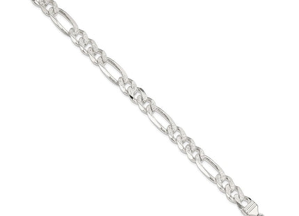 Sterling Silver Pav Flat Figaro Chain (Style QFF250-8)