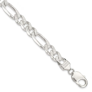 Sterling Silver Pav Flat Figaro Chain (Style QFF250-8)