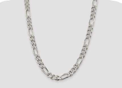 Sterling Silver Pav Flat Figaro Chain (Style QFF300-24)