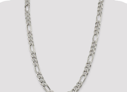 Sterling Silver Pav Flat Figaro Chain (Style QFF300-26)