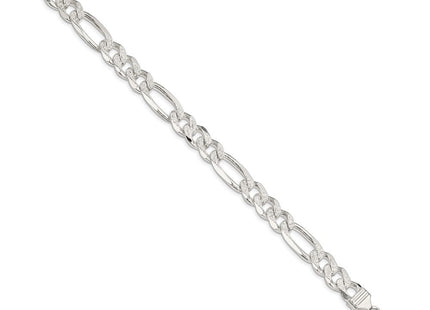 Sterling Silver Pav Flat Figaro Chain (Style QFF300-8)