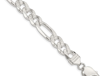 Sterling Silver Pav Flat Figaro Chain (Style QFF300-8)