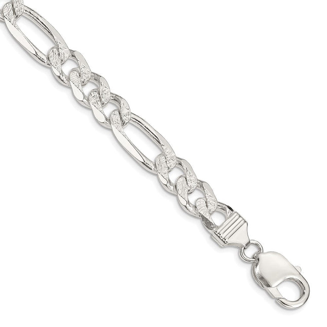 Sterling Silver Pav Flat Figaro Chain, 22 x 10.5mm