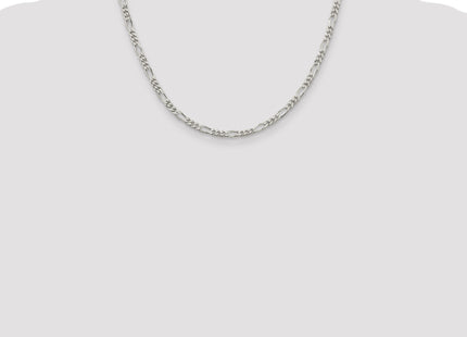 Sterling Silver Rhodium-plated Figaro Chain, 18 x 3.5mm