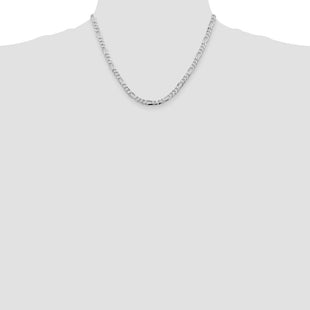 Sterling Silver Rhodium-plated Figaro Chain (Style QFG120R-18)