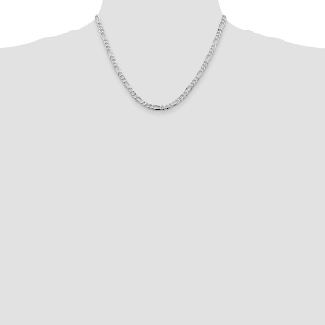 Sterling Silver Rhodium-plated Figaro Chain, 7 x 4.5mm