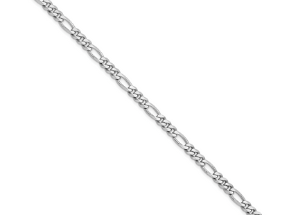 Sterling Silver Rhodium-plated Figaro Chain, 7 x 4.5mm