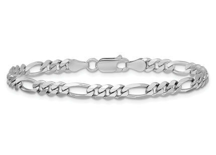 Sterling Silver Rhodium-plated Figaro Chain, 7 x 4.5mm