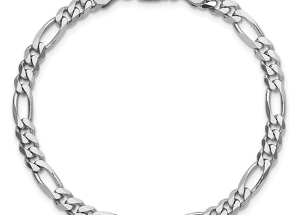 Sterling Silver Rhodium-plated Figaro Chain, 7 x 4.5mm