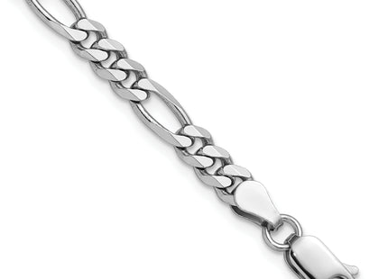Sterling Silver Rhodium-plated Figaro Chain, 7 x 4.5mm