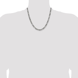Sterling Silver Antiqued Figaro Chain (Style QFG150A-20)