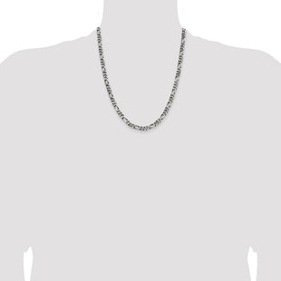 Sterling Silver Antiqued Figaro Chain (Style QFG150A-22)