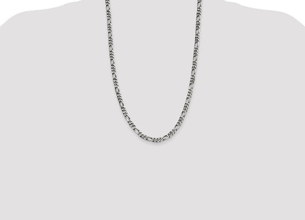 Sterling Silver Antiqued Figaro Chain (Style QFG150A-26)