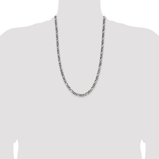 Sterling Silver Antiqued Figaro Chain (Style QFG150A-26)