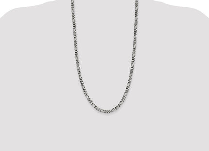 Sterling Silver Antiqued Figaro Chain (Style QFG150A-28)