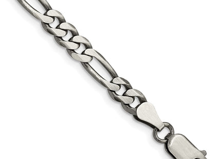 Sterling Silver Antiqued Figaro Chain (Style QFG150A-8)