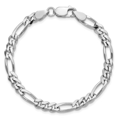 Sterling Silver Rhodium-plated Figaro Chain, 7 x 5.25mm