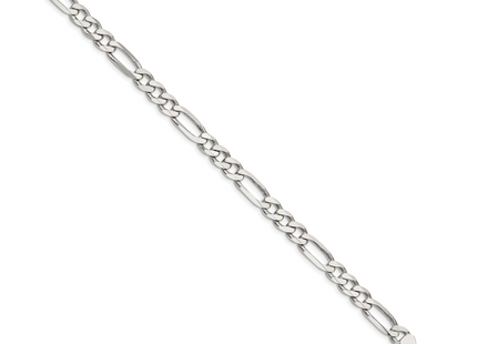 Sterling Silver Rhodium-plated Figaro Chain, 8 x 6.5mm
