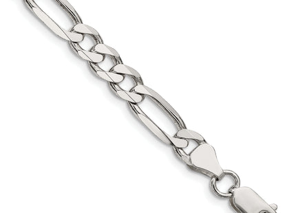 Sterling Silver Rhodium-plated Figaro Chain, 8 x 6.5mm