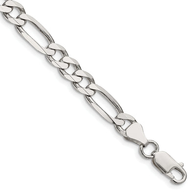 Sterling Silver Rhodium-plated Figaro Chain, 8 x 6.5mm