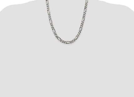 Sterling Silver Antiqued Figaro Chain (Style QFG180A-22)