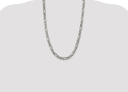 Sterling Silver Antiqued Figaro Chain (Style QFG180A-26)