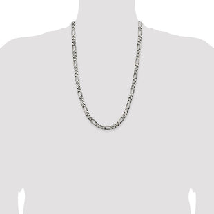 Sterling Silver Antiqued Figaro Chain (Style QFG180A-26)