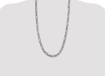 Sterling Silver Antiqued Figaro Chain (Style QFG180A-28)