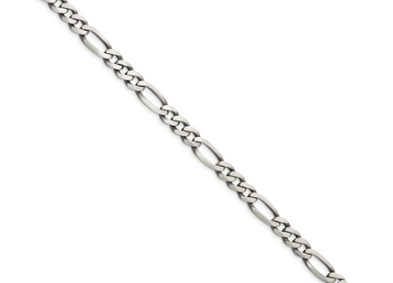 Sterling Silver Antiqued Figaro Chain, 8 x 6.5mm