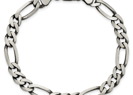 Sterling Silver Antiqued Figaro Chain, 8 x 6.5mm