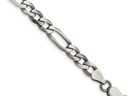 Sterling Silver Antiqued Figaro Chain (Style QFG180A-8)